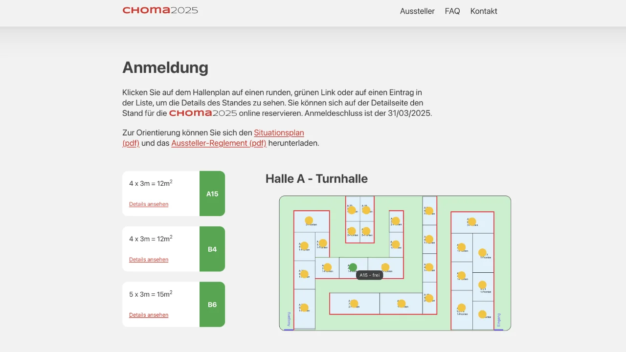 Choma Anmeldeseite